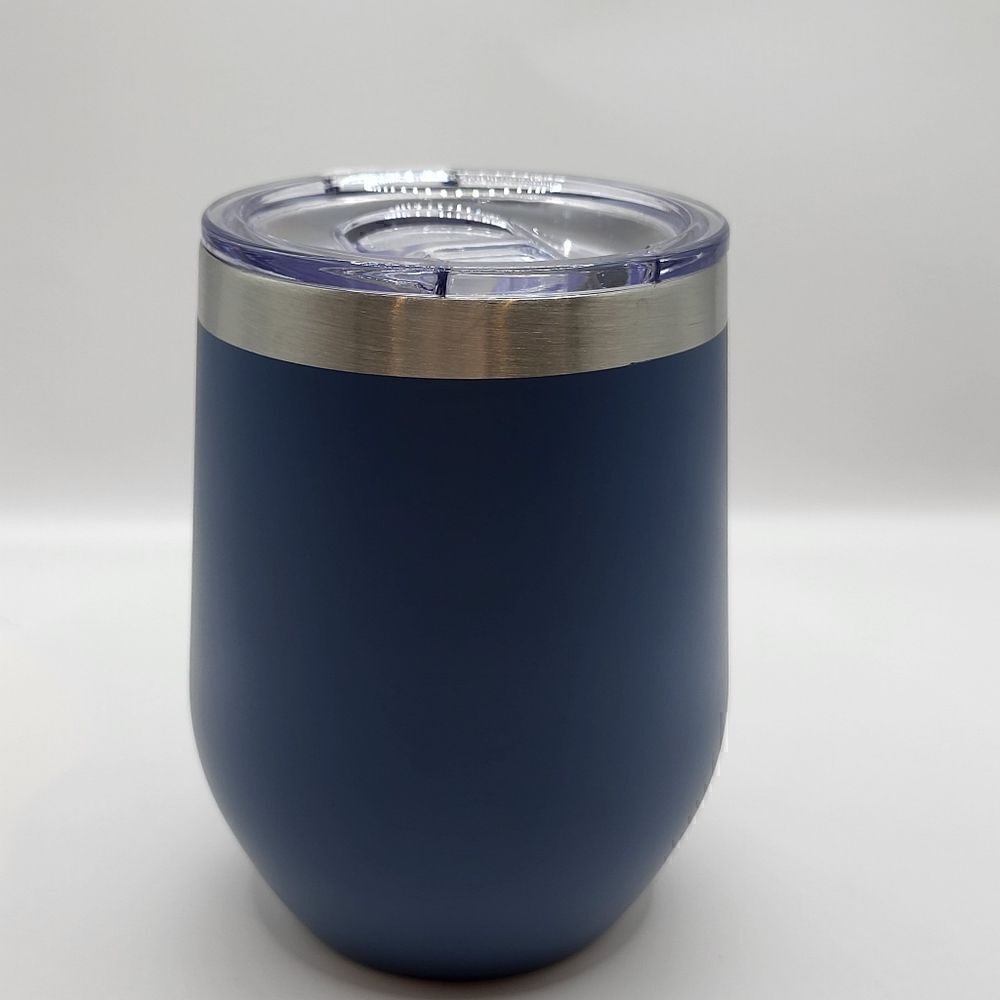 Drink tumbler, silver and blue, Brand New